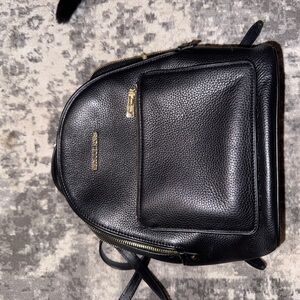 Micheal Kors Black Leather Backpack